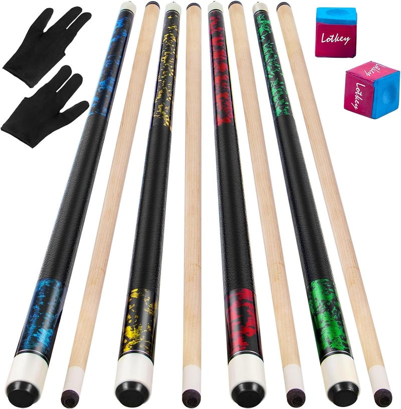 LOTKEY Pool Cue Sticks for Adults,Super Straightened Up 58'' 18 19 20 21 oz Billiard Cues Stick Canadian Maple Tacos De Billar Profesional Set of 4/3/2/1 House Bar Pool Que Table Beginner Pool Queue for Sale - Image 1